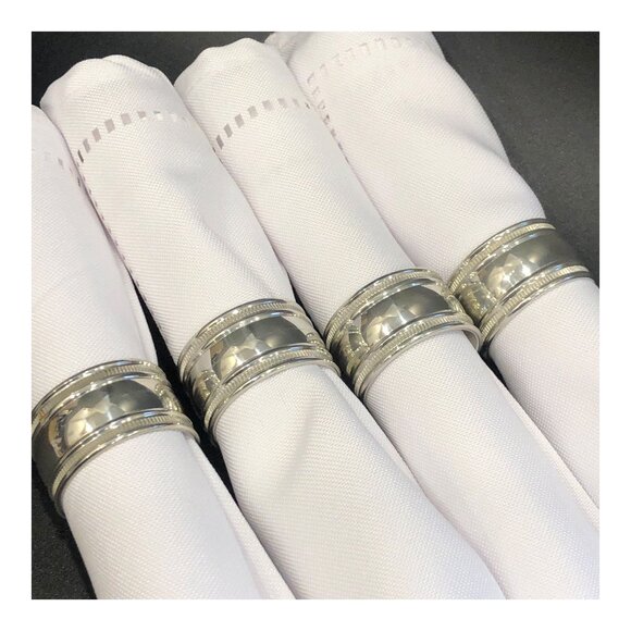 Royal Selangor Pewter Napkin Rings With Wood Storage Box Set of 4 - Picture 6 of 14